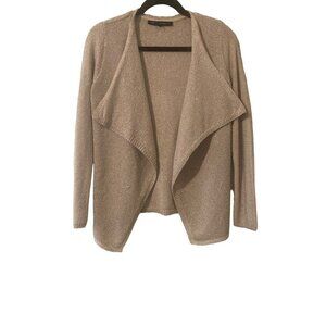 White House Black Market Open Waterfall Cardigan Knit Sweater Pale Gold Small